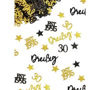 SanKristo 150 Piezas Confeti Fiestas 30 Años Aniversario Cumpleaños, Decoración Mesas Confeti Papel Negro Dorado Brillante Globo Caja Puntos Cumpleaños Bodas Aniversario Fiesta