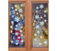 SanKristo 159 Piezas Autoadhesivas Nieve Pegatinas Navidad para Ventanas, Reutilizables Vetrofania Navideñas, Pvc Vinilos Navidad Ventanas Decoración con Copos de Nieve para Salón Habitación Cristal