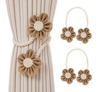 SanKristo 2 abrazaderas de cortina, giratorio 360 °, soporte ajustable para cortina de flores, sin agujeros, para decoración del hogar, color caqui