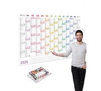 SanKristo 2026-2027 Calendario Grande Adhesivo, Calendarios Pared Plegado Diciembre de 2025 - Enero de 2027 (14 Meses) Calendrier con Notes Space y Stickers, para Oficina Familiar, 74,2 x 52,5 cm
