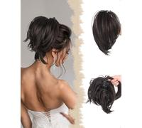 SanKristo 22 cm Cola de Caballo coleta postiza pinza pelo Garra, lisa recta Coleteros extensiones cortas lisas moños despeinados gruesas naturales sintéticas Accesorios Postizos mujeres Negro marrón