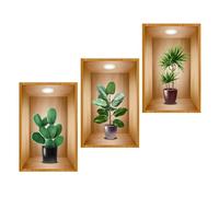 SanKristo 3 piezas 30 * 45 cm Adhesivos decorativos Jarrones flores verdes - Planta en maceta 3D Decoración autoadhesiva para pared Plantas y hojas verdes Cuadro moderno Salón Oficina Hotel Cocina