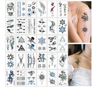 SanKristo 30 PCS Tatuajes Temporales para Mujer Hombre 3D Colorido Esqueletos Fantasmas Tótem Palabras Tatuajes Pegatinas para Mano Brazo Piernas Falso Impermeable Adultos Tatuaje Pegatina