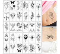 SanKristo 30 PCS Tatuajes Temporales para Mujer Hombre 3D Flores Plumas Planetas Tatuajes Pegatinas para Mano Brazo Piernas Falso Impermeable Adultos Tatuaje Pegatina