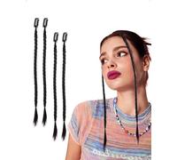 SanKristo 4 piezas postiza extensiones de trenzas clip 17 pulgadas, cabello sintético, postizos falso simuladas longitud ajustable mujeres niñas uso diario peinados fiestas y hip-hop, negro marrón
