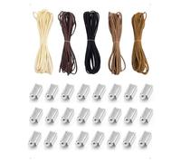 SanKristo 5 Piezas Cordón de Piel, 3 mm * 5 m Cordón de Cuero de Gamuza, Cuerda de Cuero, Cuerda de Piel Sintética para Collar Pulsera Colgante Abalorios Manualidades DIY Bisutería Joyas