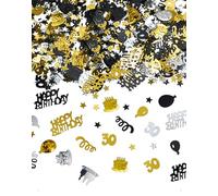 SanKristo 500 Piezas Confeti Fiestas 30 Años Aniversario Cumpleaños, Decoración Mesas Confeti Papel Negro Dorado Plateado Brillante Globo Puntos Cumpleaños Bodas Aniversario 15g