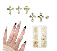 SanKristo 60 piezas gemas 3D en forma de cruz nail art, adornos dorados, arte pedrería brillante, decoraciones con piedras preciosas para manicura DIY, manualidades, regalos, joyería, set gemas