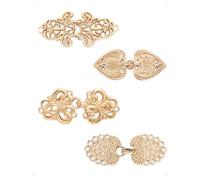 SanKristo Broche Cierre Clip, 4 Piezas de Clips Ropa Tipo Cárdigan, Broches Retro Tipo Capa, Clips Vintage Chaquetas de Punto, Broches Metálicos para Vestidos, Camisas y Bufandas Mujer (Dorados)