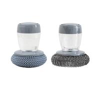 SanKristo Cepillo Dispensador Jabón 2 Piezas, Cepillo Cocina de Recambio Dispensador Pulsador, Cepillo de Bola de Alambre de Acero Manchas Difíciles Cepillo de Bola Pet Que no Daña Ollas y Sartenes