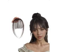 SanKristo Clip en flequillo 100% cabello humano, cortina curvado 3D Air postizo pelo con clips invisibles las templo, extensiones para mujeres alisado permanente, coloración, peinado, negro marrón