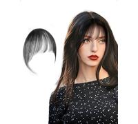 SanKristo Clip en flequillo 100% cabello humano, cortina curvado 3D Francés postizo pelo con clips invisibles las templo, extensiones para mujeres alisado permanente coloración peinado, negro marrón