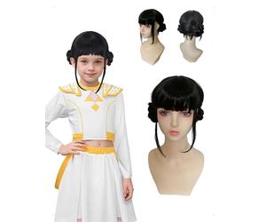 SanKristo Demons Peluca de Cosplay para Niños, Peluca Trenzas Hunter, Pelucas de Anime para Cosplay Femenina Realistas, Pelucas Dos Coletas para Anime, Carnaval, Fiestas de Disfraces, Negro (Z-o-e-y)