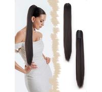 SanKristo Extensión de cabello en coleta con cordón, 60 cm largo, lisa, en capas, extensiones postizas Naturalde Ponytail coleta Sintético Postizos pelo, clip con pinza, para mujer, negro, marrón