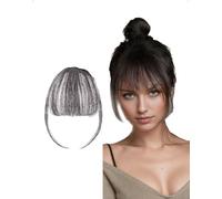 SanKristo Flequillo con clip, cortina curvado 3D Air con clips invisibles en las templo, postizo pelo sintético extensiones, postizos para mujeres y niñas, uso diario, negro marrón