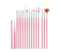 SanKristo Juego 16 Piezas Pinceles para Uñas, Pinceles para Nail Art + Lima para Cutículas, Juego de Pincele Profesionales Pintar Gel, Puntas DIY, Herramientas Dibujar Diseños de Uñas