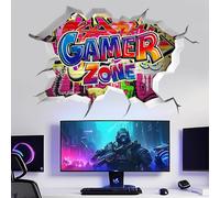SanKristo Juego 3D Pegatinas de Pared, Pared Rota Gamer Arte de la Pared Calcomanías Gamer Zone, Vinilo Pared Autoadhesivo Accesorios Habitación de Juego de Papel Pintado Gamer Decoracion, Estilo A