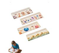 SanKristo Juego de Reglas Madera para Niños, 4 Piezas Reglas Escolares Personalized, 17 y 15 cm Regla de Lectura con Motivos Lunares Animales, Madera Natural Punto de Libro Para Escuelas y Hogares