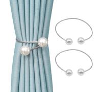 SanKristo Paquete de 2 alzapaños de cortina, modernos clips de perlas, hebillas de soporte de cortina circulares giratorias de 360°, soporte decorativo ajustable para cortina del hogar, dormitorio