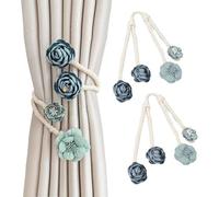 SanKristo Paquete de 2 alzapaños de cuerda de cortina, soportes de cortina giratorios de 360°, soporte de cortina ajustable de rosas simples, sin perforaciones, lazos de cortina para decoración del