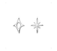 SanKristo Pendientes de Botón Asimétricos con Forma de Estrella en Plata de ley 925 para Mujer, Pendientes de Botón Hipoalergénicos y Brillantes, Joya Ideal para Regalar a Ella, Plata
