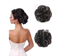 SanKristo Postizo moño Postizos Pelo pinza, coleta extensión Cabello Ondulado Desordenado natural clips rizada cola ondulada sintética rizadafalsa accesorios pelucas extensiones mujeres negro marrón