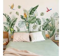 SanKristo Verde Tropical Hoja Loro Pegatina de Pared, Realista Autoadhesivo Pájaros Flor Vinilos Planta Murales de Pared, Dormitorio Salón Oficina Sofá TV Fondo Pared Decorativos