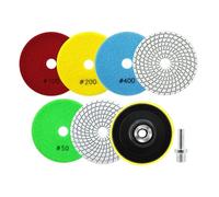SANLEETEK Almohadillas de Pulido Diamante - 6piezas 100mm Disco Diamante Pulir Grano 50x2/100/200/400/800 con M14 Plato Apoyo+Adaptador para Granito Mármol Piedra Artificial Cuarzo