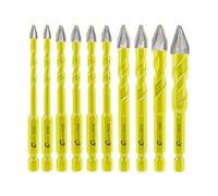 SANLEETEK Broca Excéntrica de Cabeza - Juego de Brocas para Albañilería para Madera Plástico Mampostería Cerámica Hormigón Mármol 10 piezas 5mm*2+6mm*4+8mm*2+10mm+12mm, Cambio Rápido Mango Hexagonal