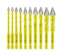 SANLEETEK Broca Excéntrica de Cabeza - Juego de Brocas para Albañilería para Madera Plástico Mampostería Cerámica Hormigón 10 piezas 5mm*2+6mm*2+8mm*2+10mm*2+12mm*2, Cambio Rápido Mango Hexagonal