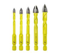 SANLEETEK Juego de Brocas Carburo - 5piezas 5/6/8/10/12mm Carburo de Tungsteno con Mango Hexagonal Cambio Rápido para Madera Plástico Mampostería Baldosa cerámica Hormigón