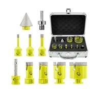 SANLEETEK Juego de Brocas Diamante - Brocas Porcelanico 10piezas (6/8/10/20/25/35/50mm+10mm Fresa Diamante+35mm Broca Chaflán+Hex Adapter) para Porcelanico Cerámica Mármol Granito