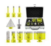 SANLEETEK Juego de Brocas Diamante - Brocas Porcelanico 10piezas (6/8/10/20/35/50/68mm+20mm Fresa Diamante+50mm Broca Chaflán+Hex Adapter) para Porcelanico Cerámica Mármol Granito