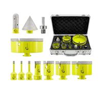 SANLEETEK Juego de Brocas Diamante - Brocas Porcelanico 11piezas (6/6/8/20/35/50/68/110mm+20mm Fresa Diamante+50mm Broca Chaflán+Hex Adapter) para Porcelanico Cerámica Mármol Granito