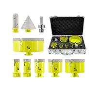 SANLEETEK Juego de Brocas Diamante - Brocas Porcelanico 9piezas (20/25/35/50/68/110mm+20mm Fresa Diamante+50mm Broca Chaflán+Hex Adapter) para Porcelanico Cerámica Mármol Granito