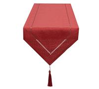 SANLEHAUSE Camino de Mesa Lino Rojo 32 x 275 cm, Camino de Mesa, Liso, Moderno, Camino de Mesa de Fácil Cuidado para Mesa de Comedor, Mesa de café, Restaurante, Decoración