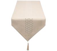 SANLEHAUSE Camino de Mesa Moderno Beige 40 x 270 cm, Lino Camino de Mesa Hueco, Liso, Elegante y de fácil Cuidado para Mesa de Comedor, Mesa de Centro, Restaurante, Decoración