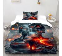 SanLiLLohKi Guitarra Starfire Juego de funda nórdica de 2 piezas con impresión 3D Music Themes funda nórdica con 1 funda de almohada de microfibra ultrasuave individual (135 x 200 cm)