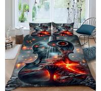 SanLiLLohKi Starfire - Juego de funda de edredón con diseño de guitarra en 3D, funda de edredón transpirable y elegante, adecuada para familia, pareja y niños, tamaño King (220 x 240 cm)
