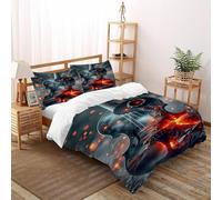 SanLiLLohKi Starfire - Juego de ropa de cama con temática de guitarra, funda de edredón de microfibra adecuada para familia, pareja y niños, funda de almohada Super King (260 x 220 cm)