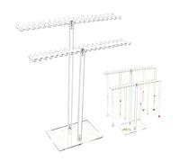 SANLIUBA Colgador de Collares,Expositor de joyería acrílico de dos niveles con 80 ganchos para colgar collares, pendientes, anillos, relojes y pulseras (transparente)