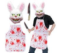 SANLIUSANJIU MáScara Horror Conejo Set, 3 Piezas Scary Halloween MáScara Realista Horrorm, Disfraz para Hombres, Adultos Y Adolescentes Talla úNica (A)