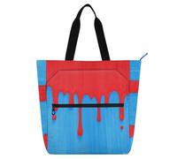 Sanluoli - Bolsa de mano para libros de pintura de graffiti callejera de moda, color rojo y azul, para niños y niñas, bolsa de comestibles gótica resistente al agua, reutilizable, con bolsillos con