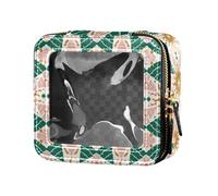 sanluoli Bolsa de maquillaje transparente impermeable con texto en inglés "Merry Christmas", bolsa de cosméticos para viajes, Feliz Navidad Golden Suns Tribe, 1 size