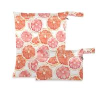 sanluoli Bolsa de traje de baño con cremallera, paquete de 2 artículos esenciales de viaje para bebé con asas para yoga, playa (rodajas de pomelo rosa), Rodajas de pomelo rosa, Casual