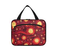 sanluoli Bolsa de viaje colgante para hombre con diseño de círculos celestes rojos y amarillos, con gancho, diseño chic para colgar para mamá, kit de viaje para mujer, Círculos de cielo rojo y