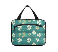 sanluoli Bolsa de viaje para maquillaje colgante con gancho, diseño de rayas verdes, bolsa de mano unisex para accesorios de viaje para mujer, cartera de viaje para maquillaje, verde (Clover Green