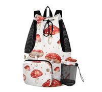 sanluoli Bolsas de cordón para hombre, diseño de hongos rojos, con lunares blancos, con bolsillos interiores, impermeables