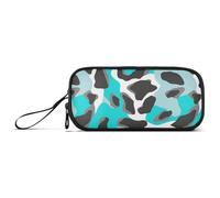 sanluoli Bolsas para lápices de nailon azul turquesa ahumado gris oscuro para niñas, gran capacidad, con cremallera, papelería escolar para hombre universitario