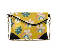 sanluoli Bolso de mano de piel sintética para mujer, informal, para boda, banco de energía, estilo Oliver Jeffers, azalea, amarillo, arco iris